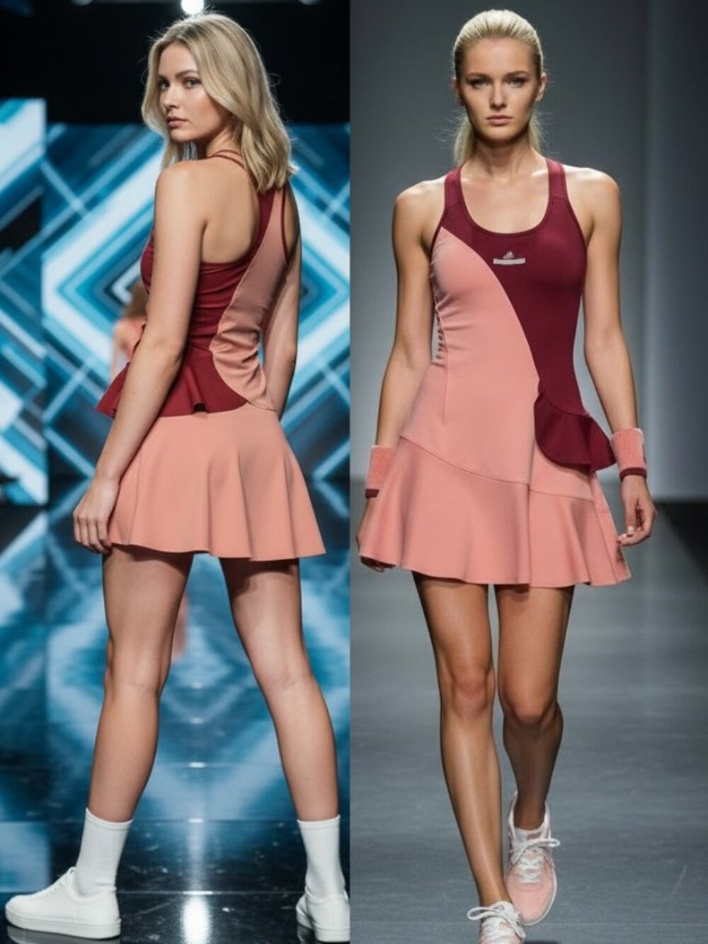 Nwt ADIDAS Stella McCartney Tennis Dress w/ Bra Skirt L Large pink red